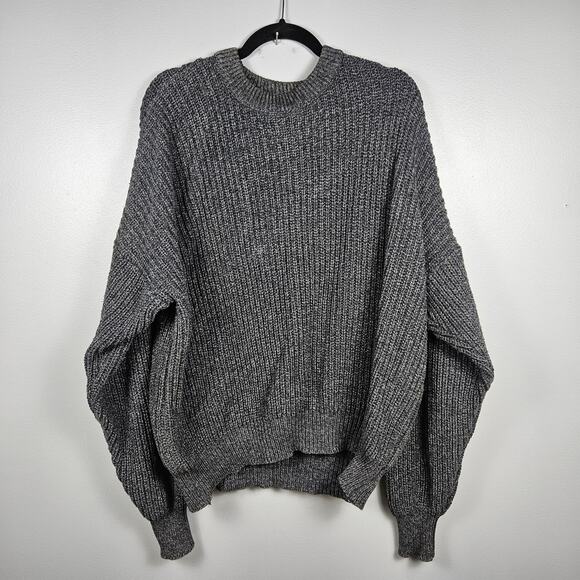 Vintage Saks Fifth Avenue Real Clothes Ribbed Cotton Knit Sweater Made USA Gray - Picture 1 of 8